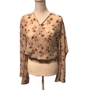 Sienna Sky Tan Long Sleeve Crop Blouse